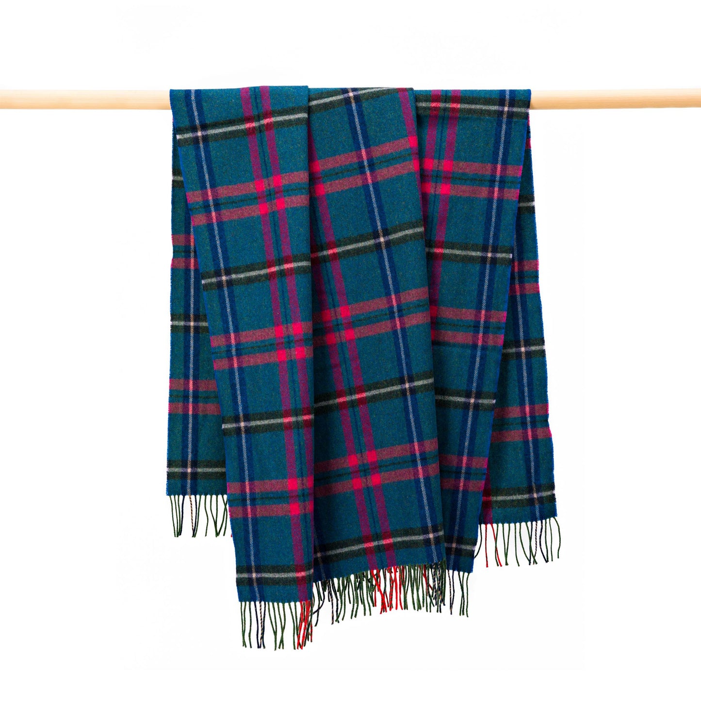 Manta de lana de cordero azul rosa gris cuadros