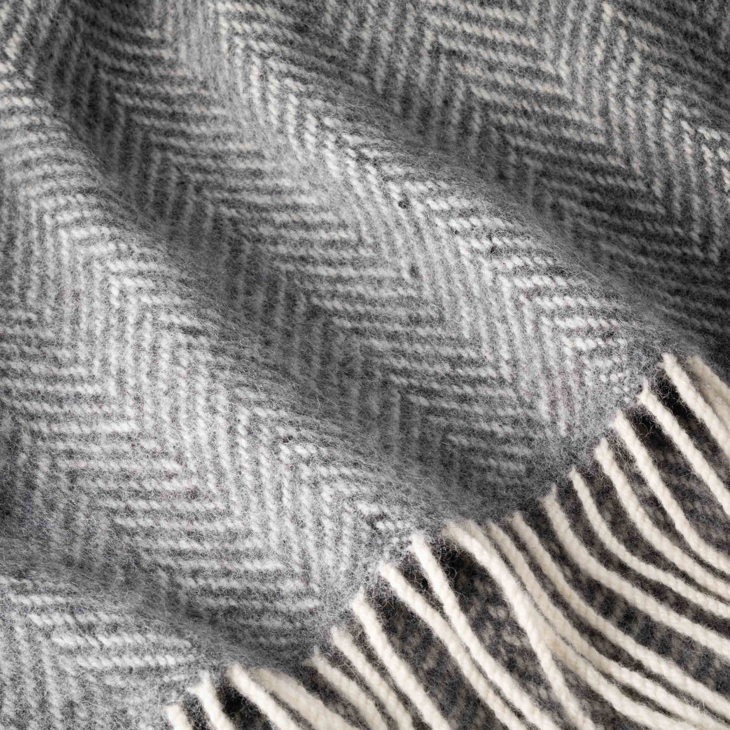 Manta de merino y cachemira gris espiga