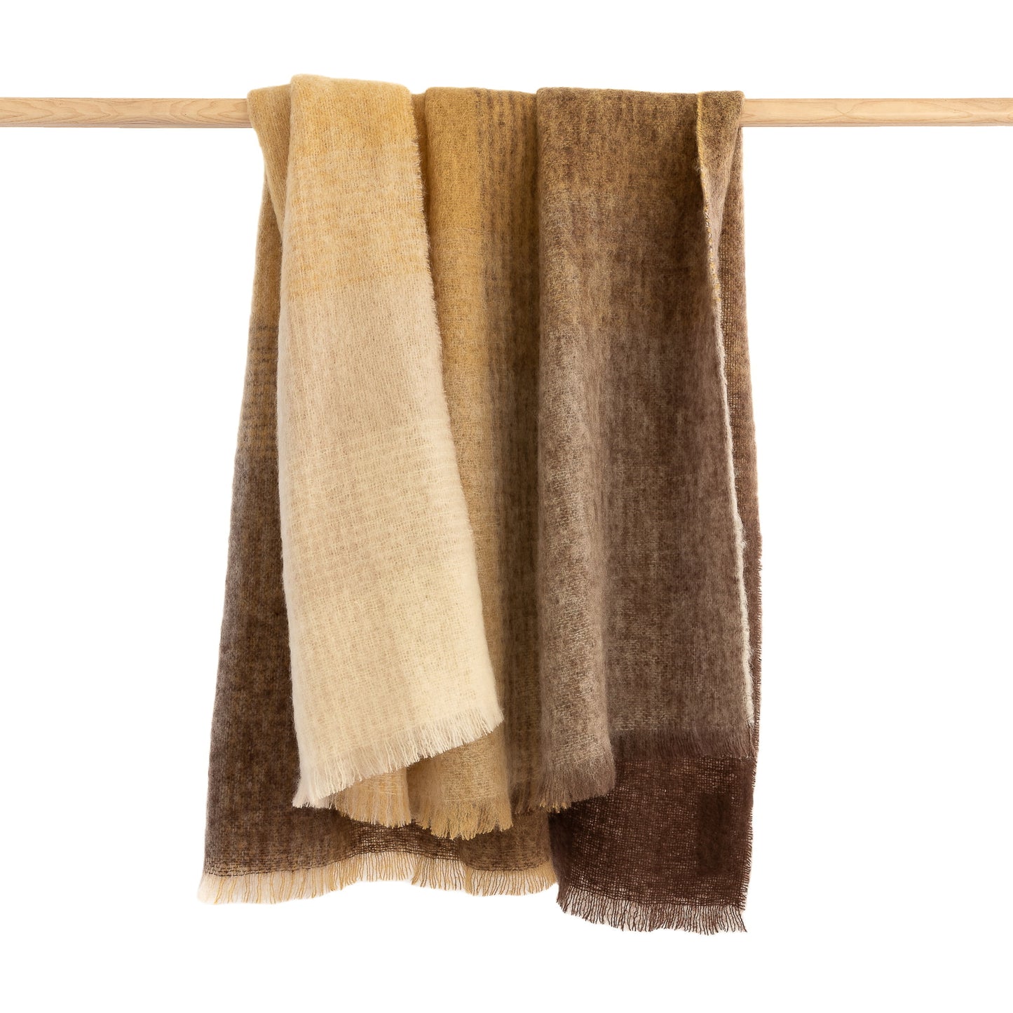 Manta de lana de mohair mezcla marrón y beige