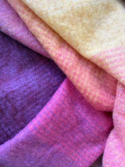 Mohair Wool Blankie Pink Yellow Purple Mix
