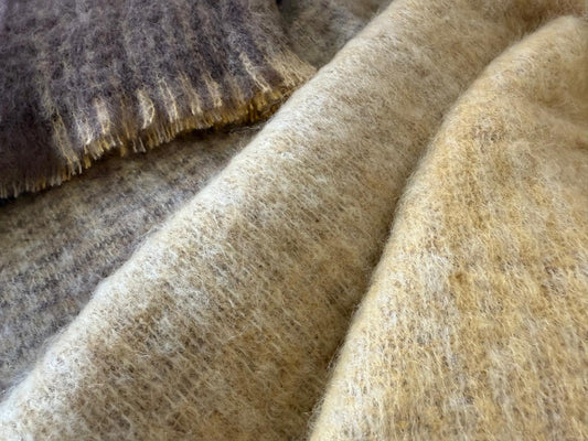 Mohair Wool Blankie Brown Beige Mix