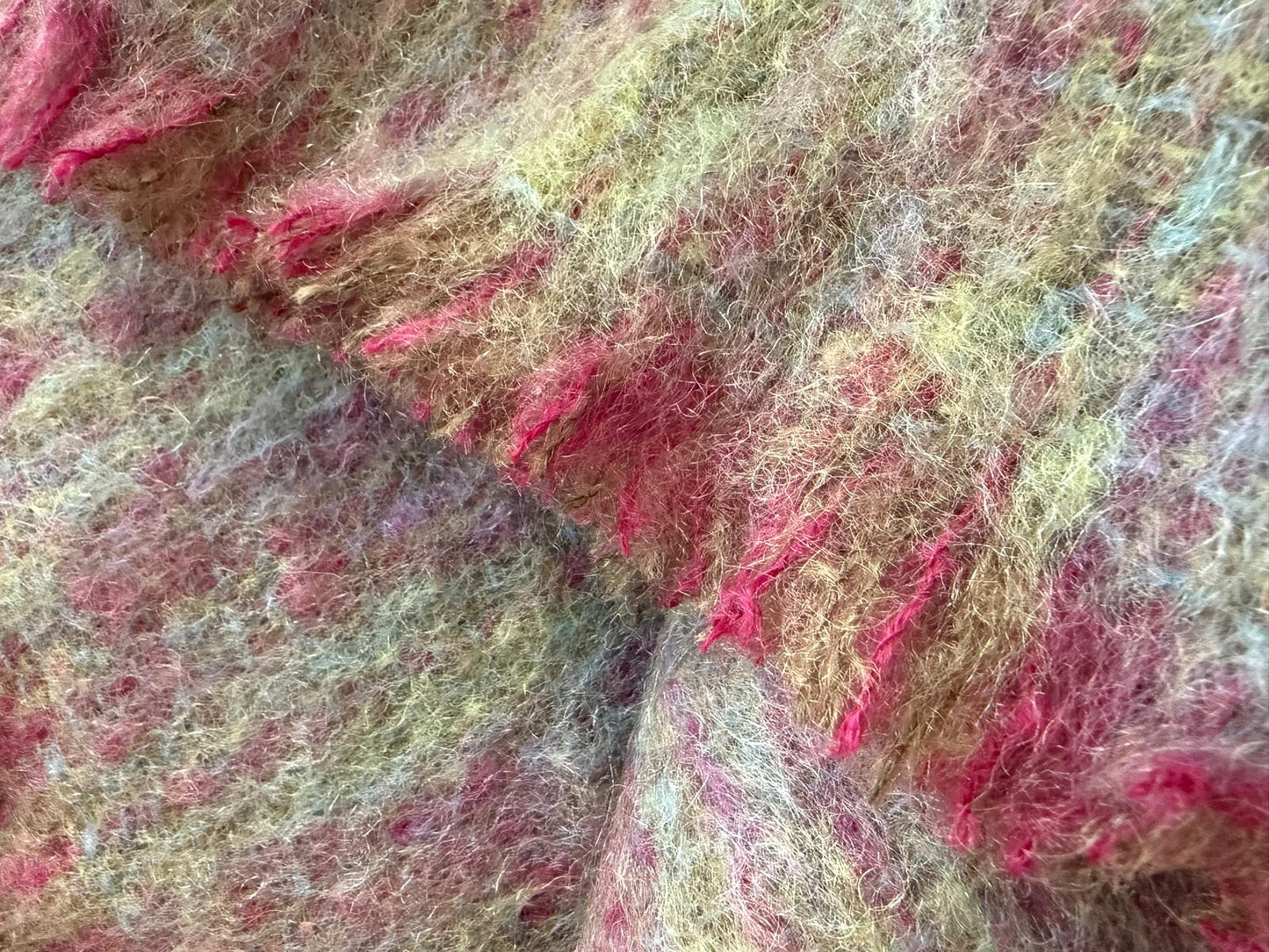 Manta de lana de mohair morado oscuro verde liso